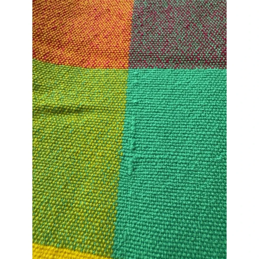 Vintage Bright Colored Checked Tablecloth 43